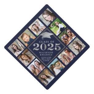 Toque De Diplômé Collage Photo Personnalisé 2024 Marine Argent Pers