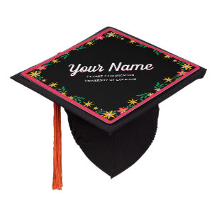 Toque De Diplômé Colorful Floral Graduation Cap Topper Nom personna
