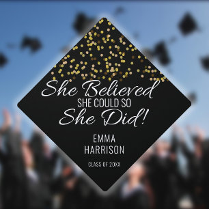 Toque De Diplômé Confettis Pailletés Or Elle Croyait Qu'Elle Pouvai