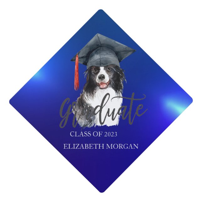 Toque De Diplômé Cool Dog Grad Casquette Bleu Graduation (Devant)