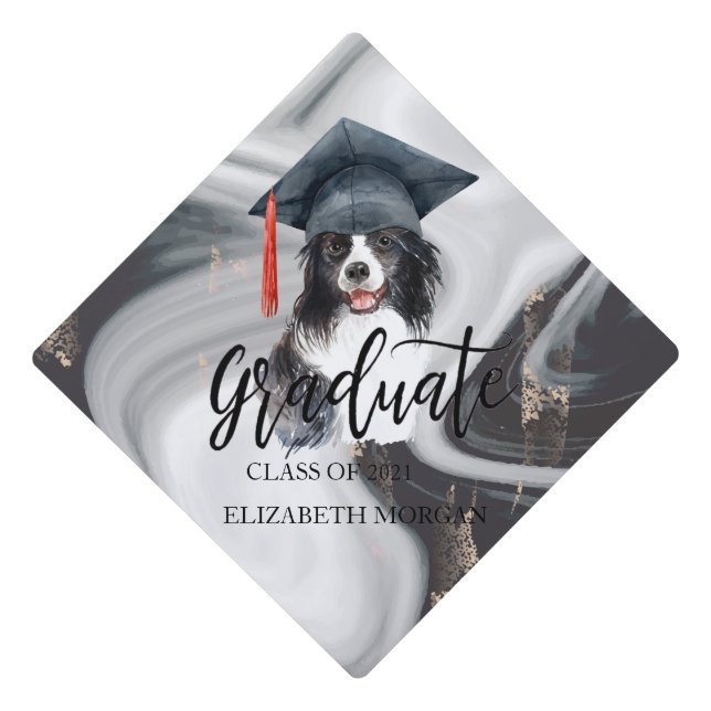 Toque De Diplômé Cool Dog Grad Casquette Marble Grad Grad Grad Grad (Devant)