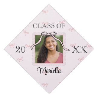 Toque De Diplômé Coquette Graduate Pink Bow Name Lace Photo 