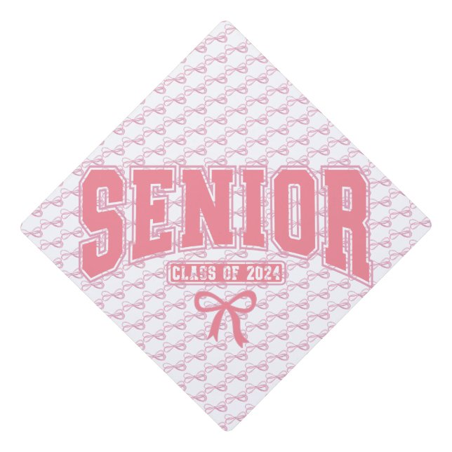Toque De Diplômé Coquette Pink Bow Graduation Cap Topper (Devant)