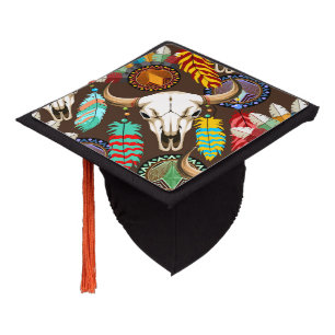 Toque De Diplômé Crâne de buffle emblème amérindien