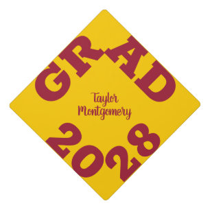 Toque De Diplômé Crimson GRAD gras sur or jaune