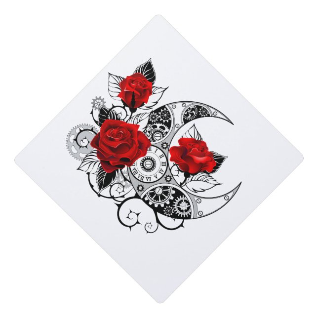 Toque De Diplômé Croissant mécanique avec roses rouges (Devant)