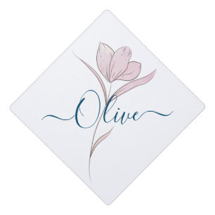 Toque De Diplômé Croquis floral aquarelle personnalisée