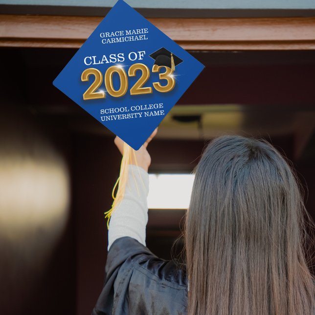 Toque De Diplômé Custom Modern Blue Graduate Classe de 2023 École (Créateur téléchargé)