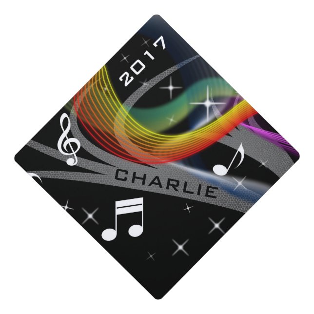 Toque De Diplômé Customname d'illustration de musique et haut de (Devant)