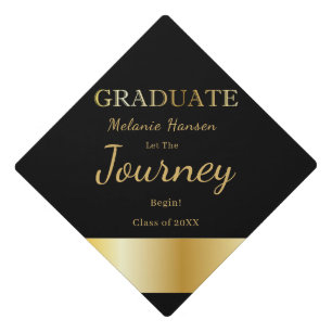 Toque De Diplômé Décoration de pompon avec texte doré et noir
