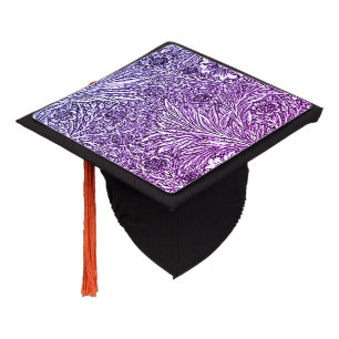 Toque De Diplômé Design floral complexe dans les tons violets et bl