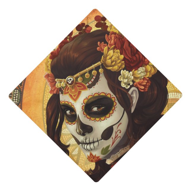 Toque De Diplômé Dia De Los Muertos Throw Pillow (Devant)