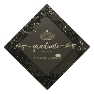 Toque De Diplômé Diadème élégant en confettis Casquette de remise d