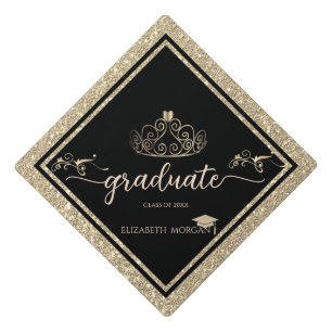 Toque De Diplômé Diadème élégant Paillettes Casquette de remise des