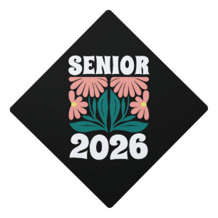 Toque De Diplômé Diplômé 2026 Fleurs Rétro Groovy Personnalisées po