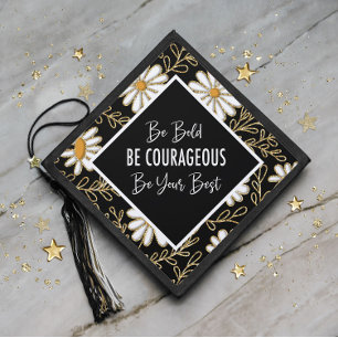 Toque De Diplômé Diplôme Inspirationnel Marguerites Blanches Noires