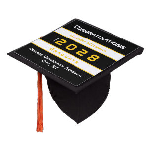 Toque De Diplômé Diplômé Jaune Noir Blanc Moderne