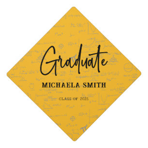 Toque De Diplômé Diplômé Jaune Script Mathématiques Remise des dipl