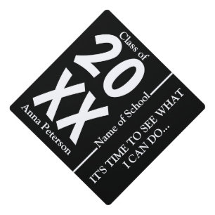 Toque De Diplômé Diplôme personnalisé blanc et noir chic