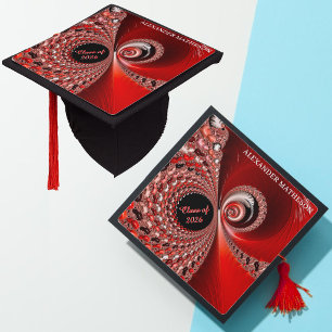 Toque De Diplômé Diplôme personnalisé de fractale rouge inspiré des
