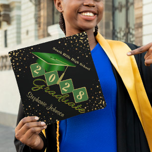 Toque De Diplômé Diplômé personnalisé Vert & Or