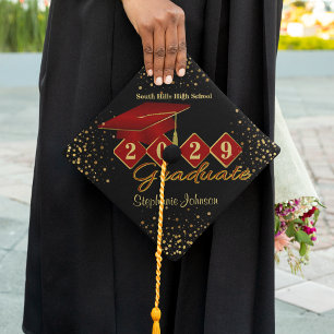 Toque De Diplômé Diplômé rouge et or