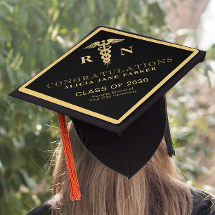 Toque De Diplômé Diplômée de l'école d'infirmières élégante or noir