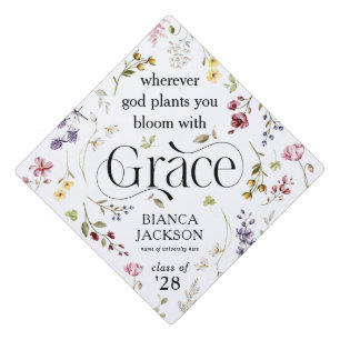 Toque De Diplômé Diplômée Élégante 'Fleurir avec Grâce'