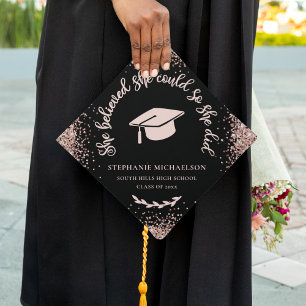 Toque De Diplômé Douce Elle croyait qu'elle pouvait Rose Gold Paill