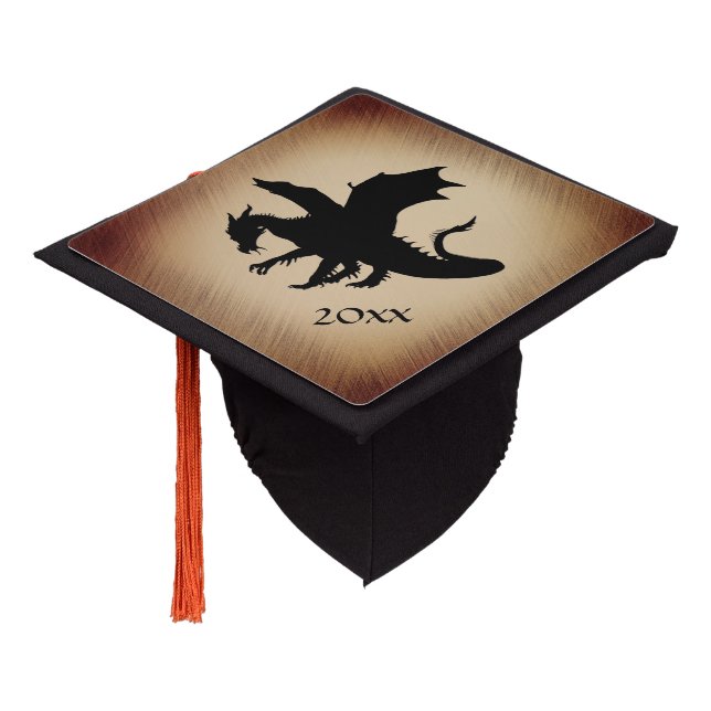Toque De Diplômé Dragon Noir Année Rustique (Incliné)