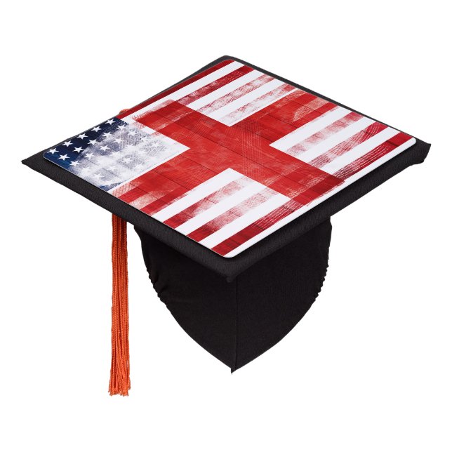 Toque De Diplômé Drapeau américain anglais rustique (Incliné)