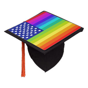 Toque De Diplômé Drapeau américain d'amour d'arc-en-ciel