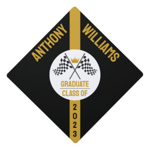 Toque De Diplômé Drapeau de À damiers d'or noir Tassel Topper
