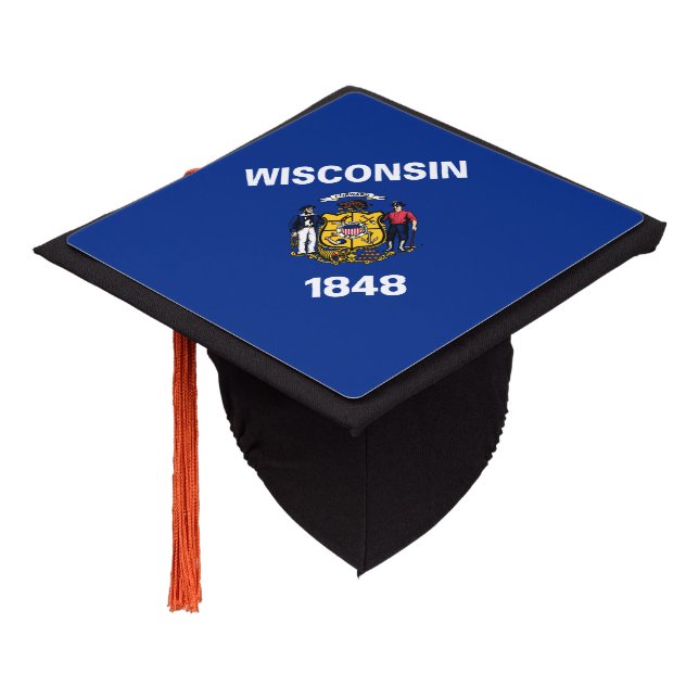 Toque De Diplômé Drapeau de l'État du Wisconsin (Incliné)