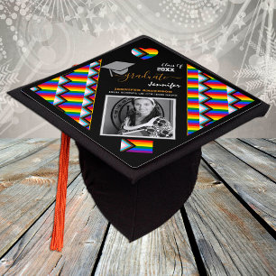 Toque De Diplômé Drapeau de progression LGBTQ Graduated & Rainbow P