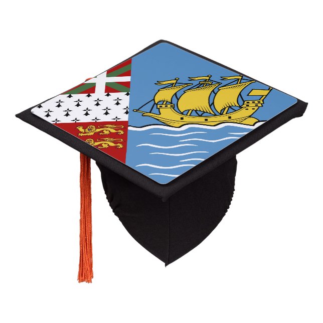 Toque De Diplômé Drapeau de Saint-Pierre-et-Miquelon (Incliné)