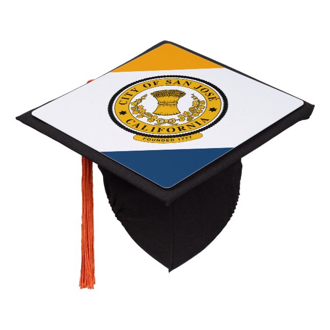 Toque De Diplômé Drapeau de San Jose, California Graduation Cap Top (Incliné)