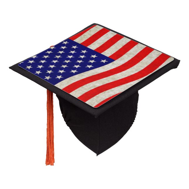 Toque De Diplômé Drapeau des États-Unis d'Amérique - grungy (Incliné)