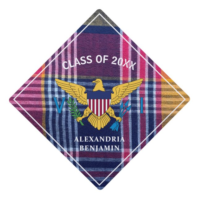 Toque De Diplômé Drapeau des îles Vierges américaines USVI Madras D (Devant)