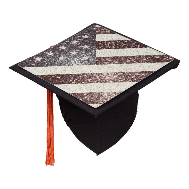 Toque De Diplômé Drapeau Rustic Red Gold Blue Sparkings (Incliné)