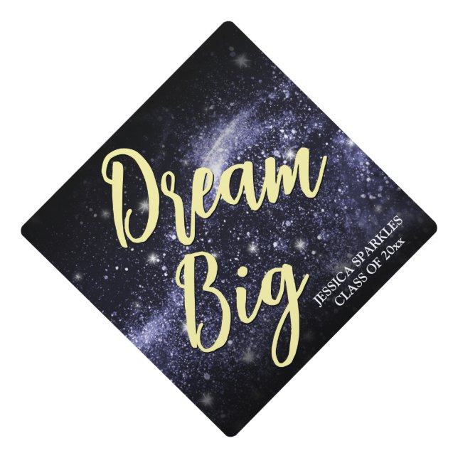 Toque De Diplômé Dream Big Custom nom violet espace galaxie (Devant)