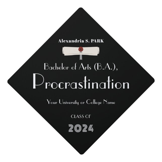 Toque De Diplômé Drôle Moderne Noir et Blanc Topper (Devant)