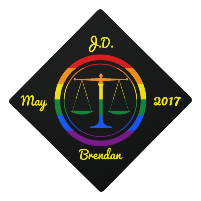 Toque De Diplômé Échelles juridiques d'arc-en-ciel de symbole de la (Devant)