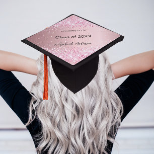 Toque De Diplômé École de nom de parties scintillant rose