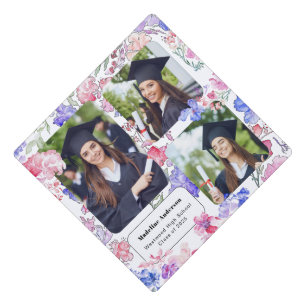 Toque De Diplômé Elégant aquarelle Floral Photo Collage