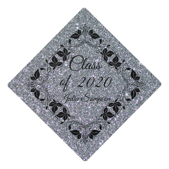 Toque De Diplômé Élégant,Argent,Parties scintillant,Ornemental,Pers (Devant)