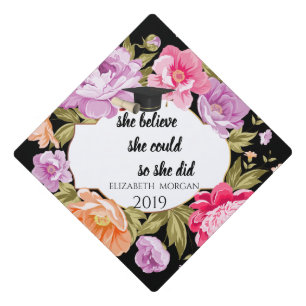 Toque De Diplômé Élégant Casquette Floral - Message de motivation