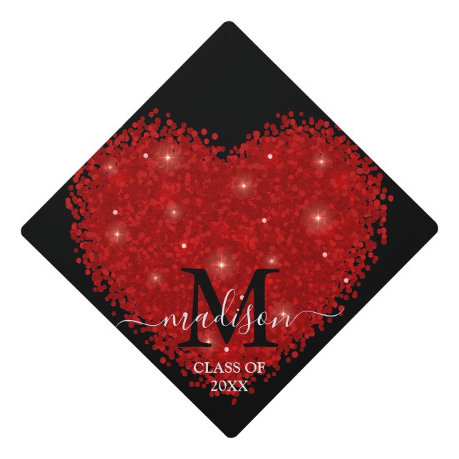 Toque De Diplômé Elégant coeur roux romantique Parties scintillant  (Devant)