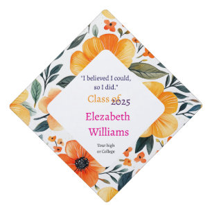 Toque De Diplômé Élégant Floral Boho 2025 Graduation