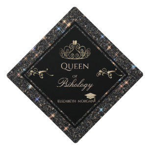 Toque De Diplômé Elégant Gold Tiara Black Parties scintillant Cap G